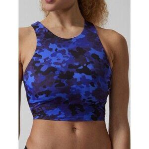 Athleta Blue Camo Conscious Crop Bikini Top Small Cups A-C